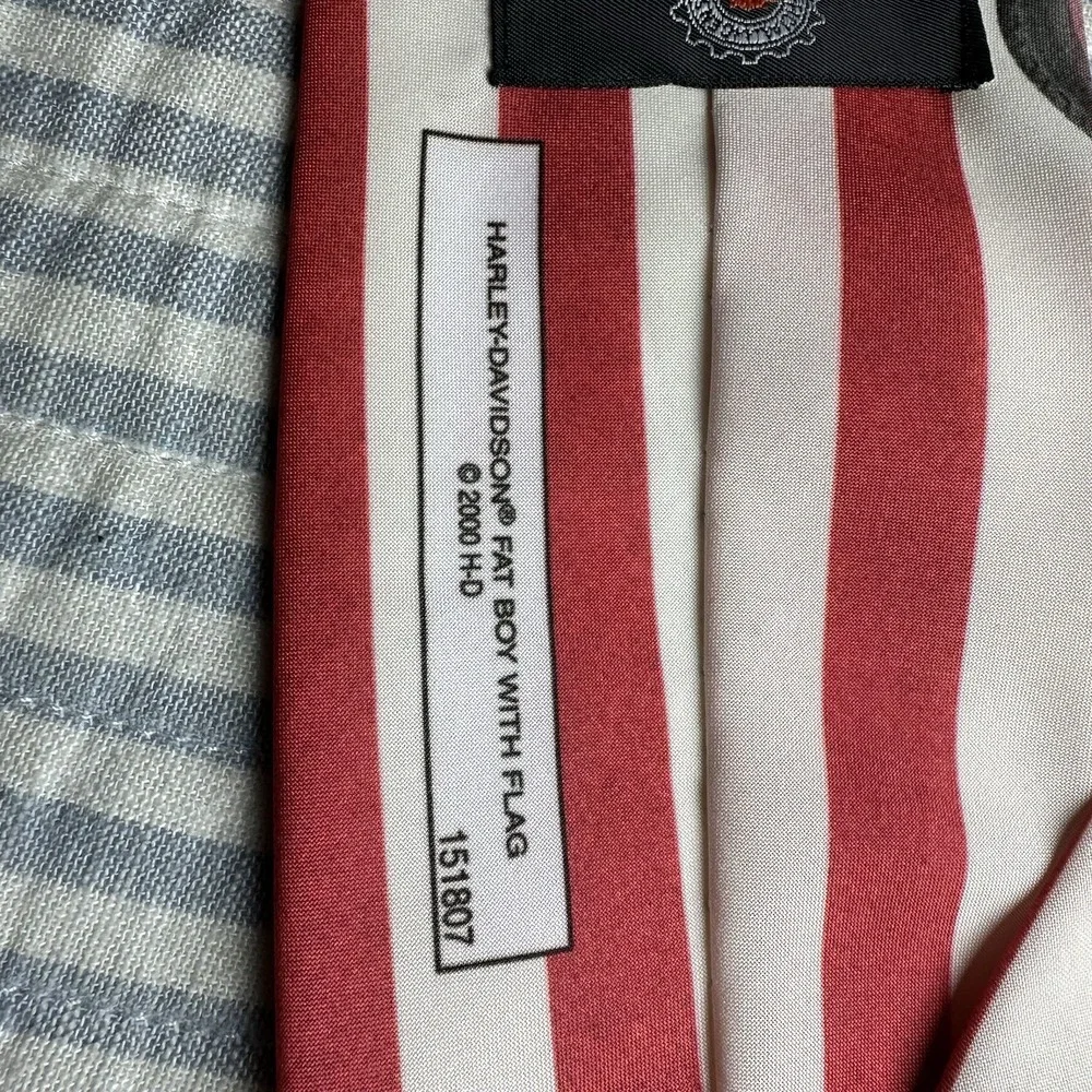 Harley-Davidson Fat‎ Boy Silk Tie USA Flag Ralph Marlin 2000 Made USA READ